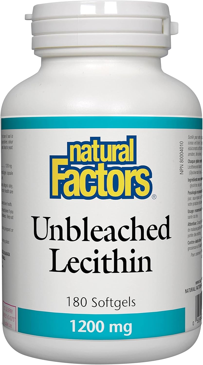 Natural Factors Unbleached Lecithin 1200 mg, 180 Softgels