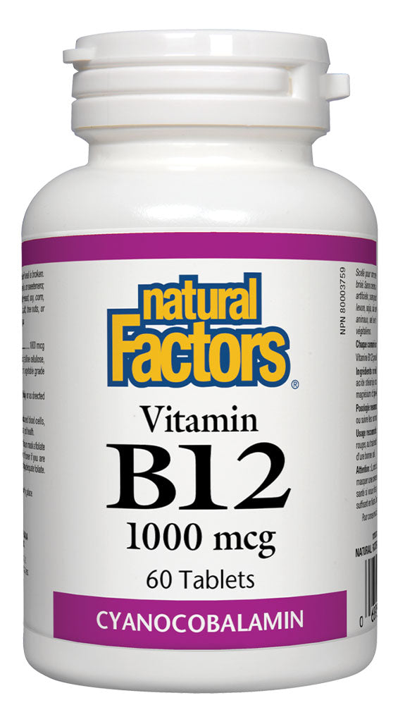 Natural Factors Vitamin B-12 1000mcg, 60 Tablets