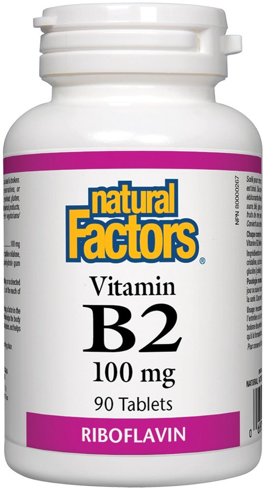Natural Factors Vitamin B2 Riboflavin 100mg, 90 Tablets
