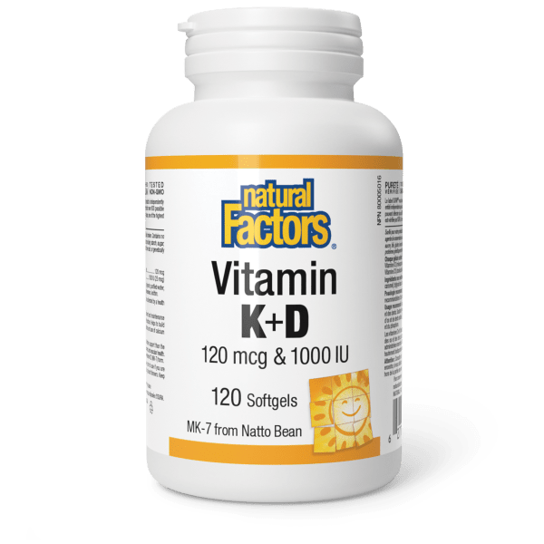 Natural Factors Vitamin K & D 120 mcg / 1,000 IU, 120 Softgels