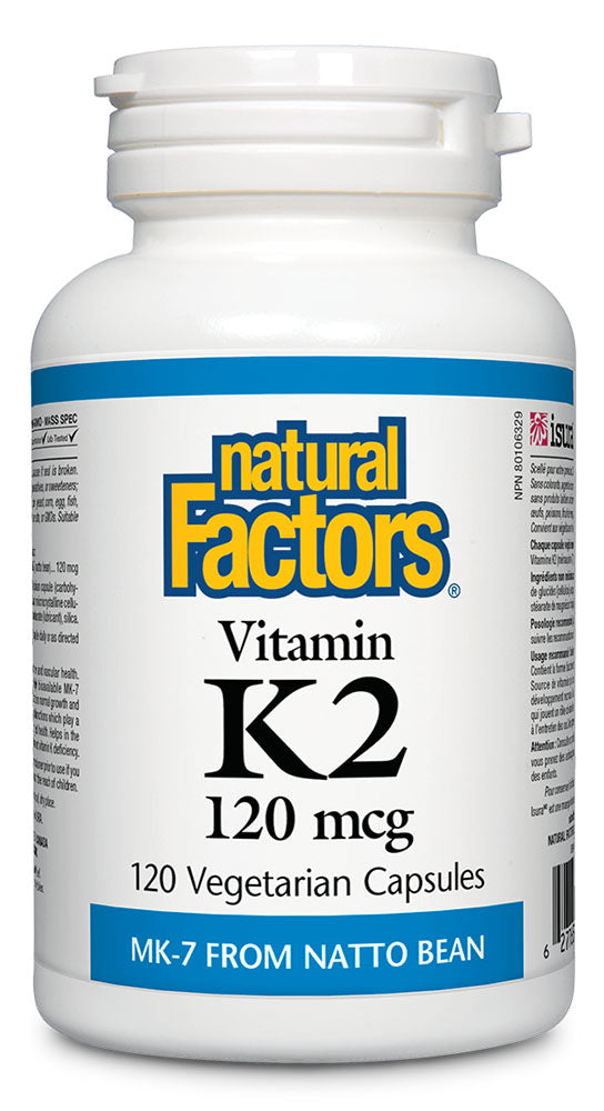 Natural Factors Vitamin K2 120 mcg, 120 Vegetarian Capsules