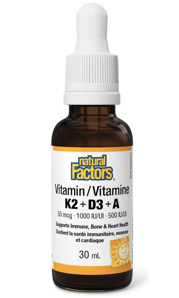 Natural Factors Vitamin K2+D3+A 50 mcg / 1000 IU / 500 IU / 30 ml