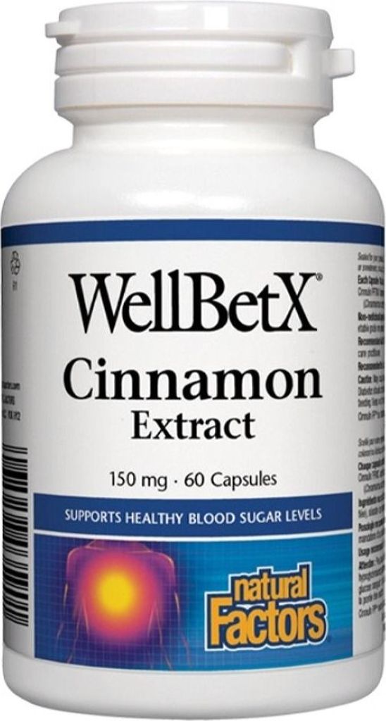 Natural Factors WellBetX Cinnamon Extract 150 mg, 60 Capsules