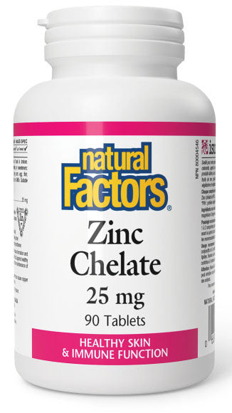 Natural Factors Zinc Chelate 25 mg, 90 Tablets