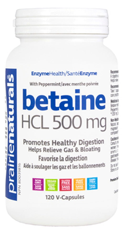 Prairie Naturals Betaine HCl 500 mg, 120 Vegetable Capsules