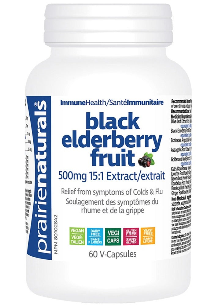 Prairie Naturals Black Elderberry Fruit, 60 Vegetable Capsules