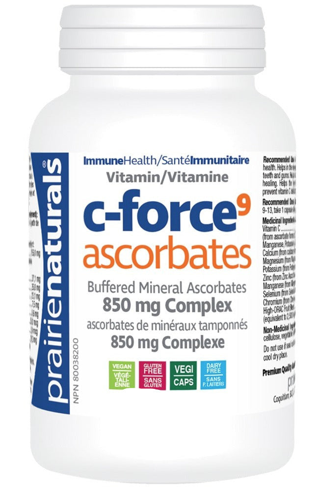 Prairie Naturals C-Force 9 Ascorbates 850 mg Complex, 120 Capsules