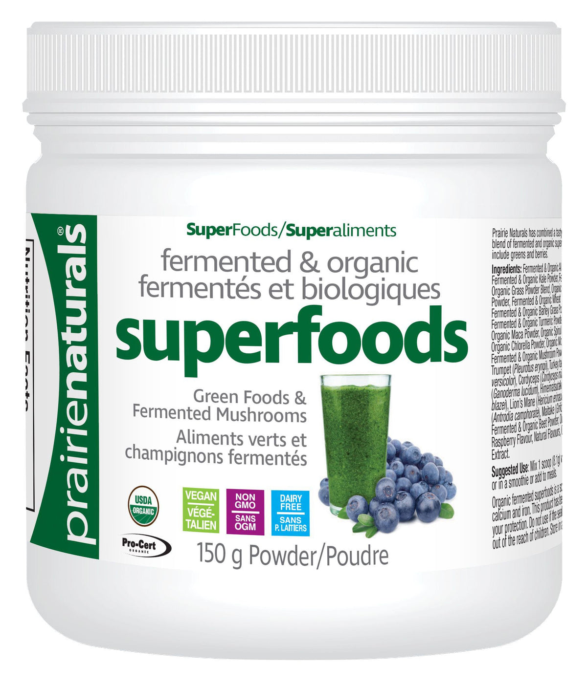 Prairie Naturals Fermented & Organic Superfoods Powder, 150 g