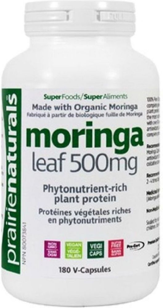 Prairie Naturals Moringa Leaf 500 mg, 180 Vegetable Capsules
