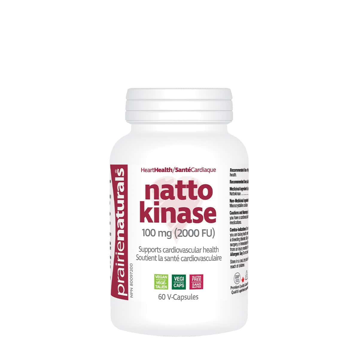 Prairie Naturals Nattokinase 100 mg / 2000 FU, 60 Vegetable Capsules