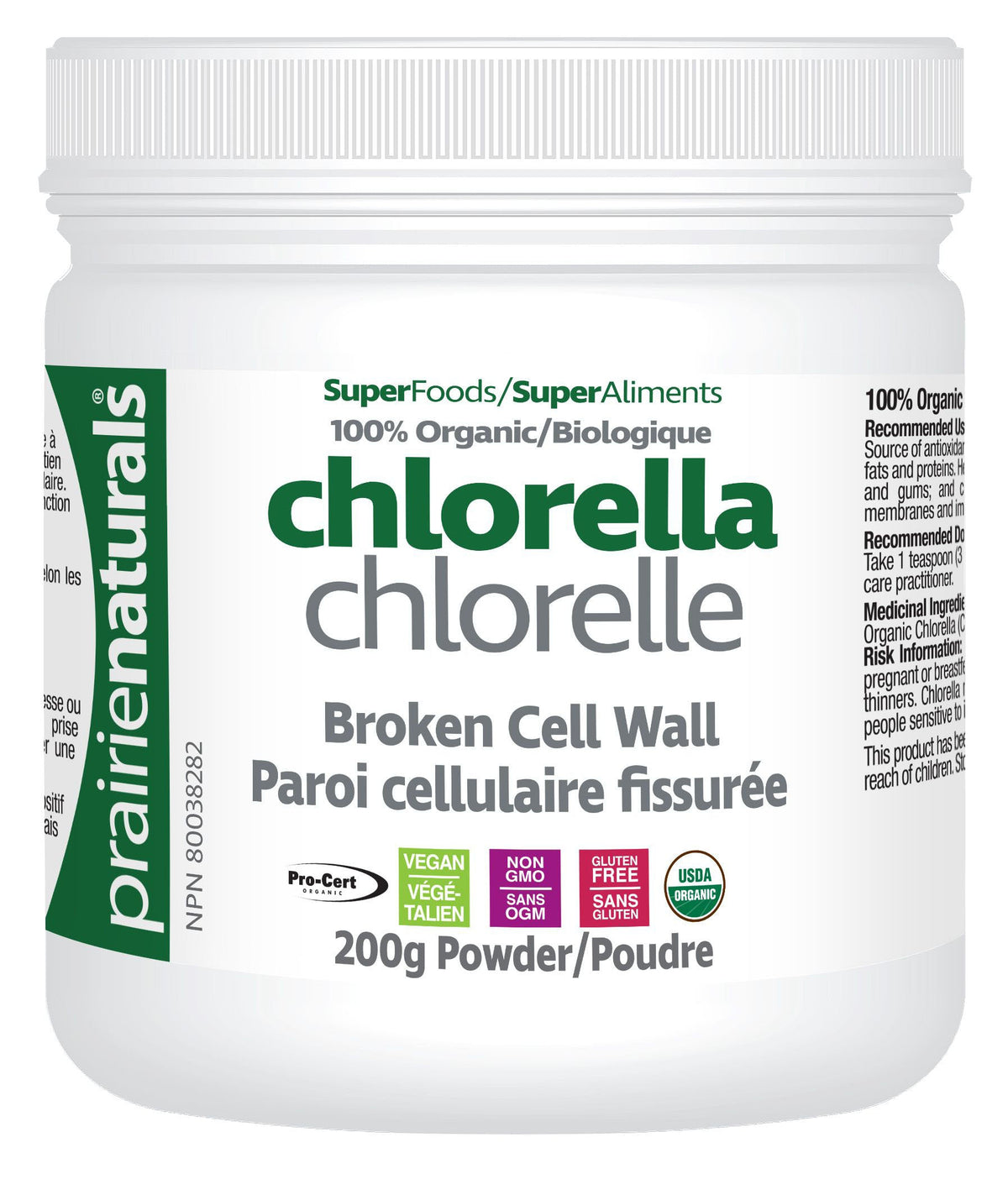 Prairie Naturals Organic Chlorella Powder, 200 g