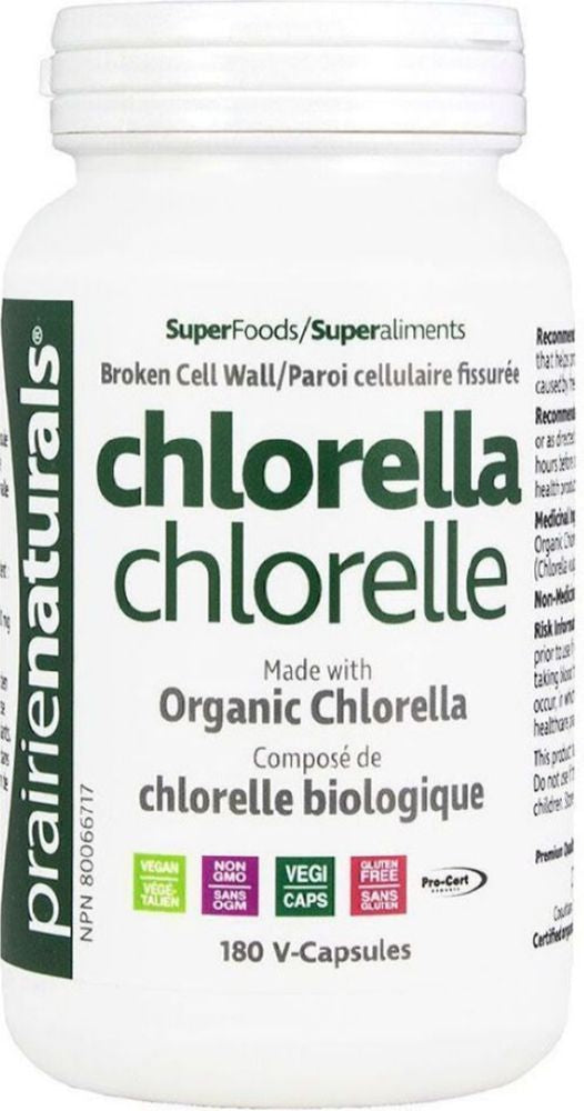 Prairie Naturals Organic Chlorella 500 mg, 180 Vegetable Capsules