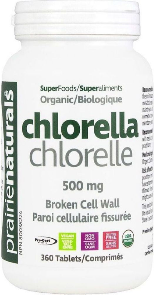 Prairie Naturals Organic Chlorella 500 mg, 360 Tablets