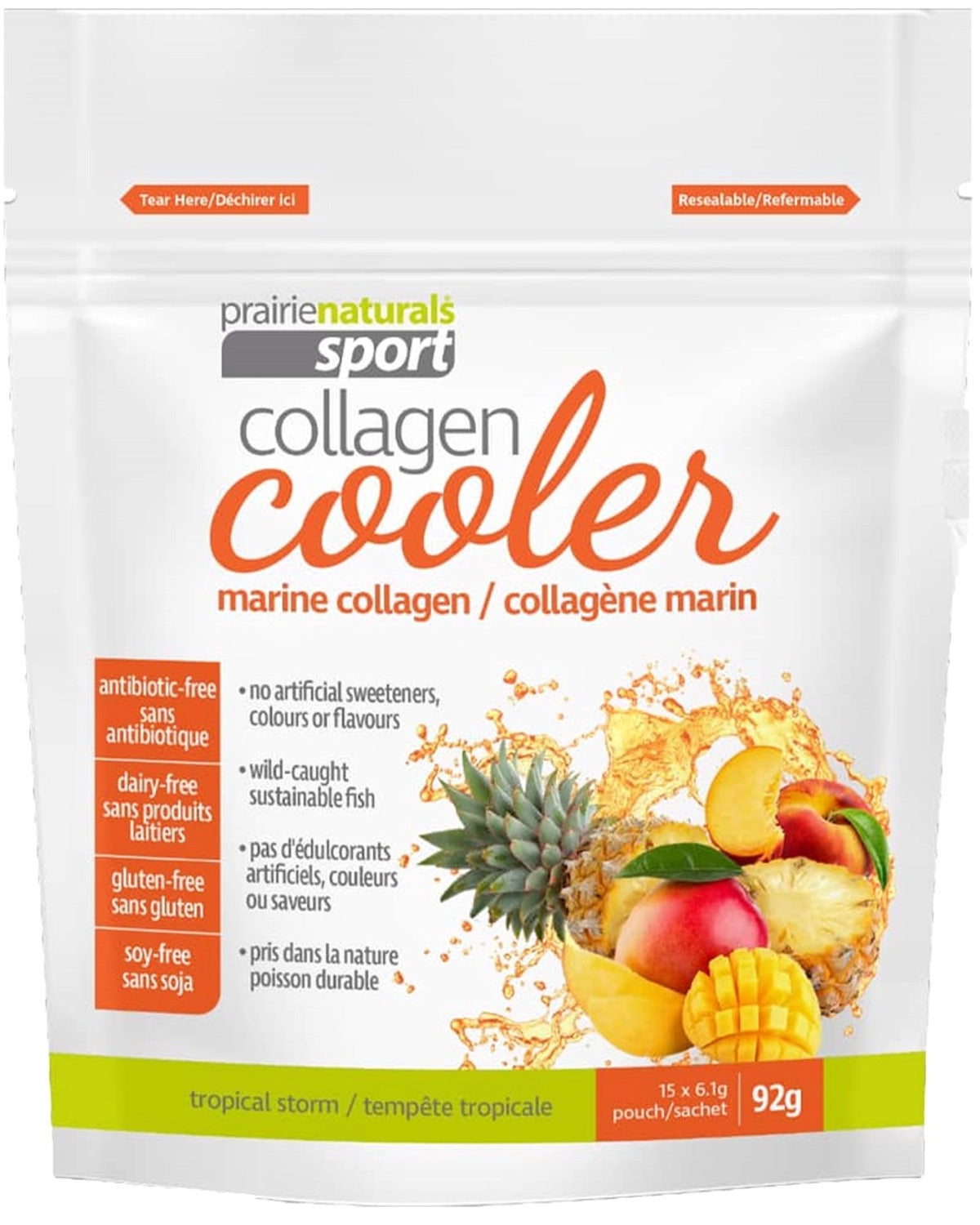 Prairie Naturals Sport Collagen Cooler, Tropical Storm, 15 x 6.1 g