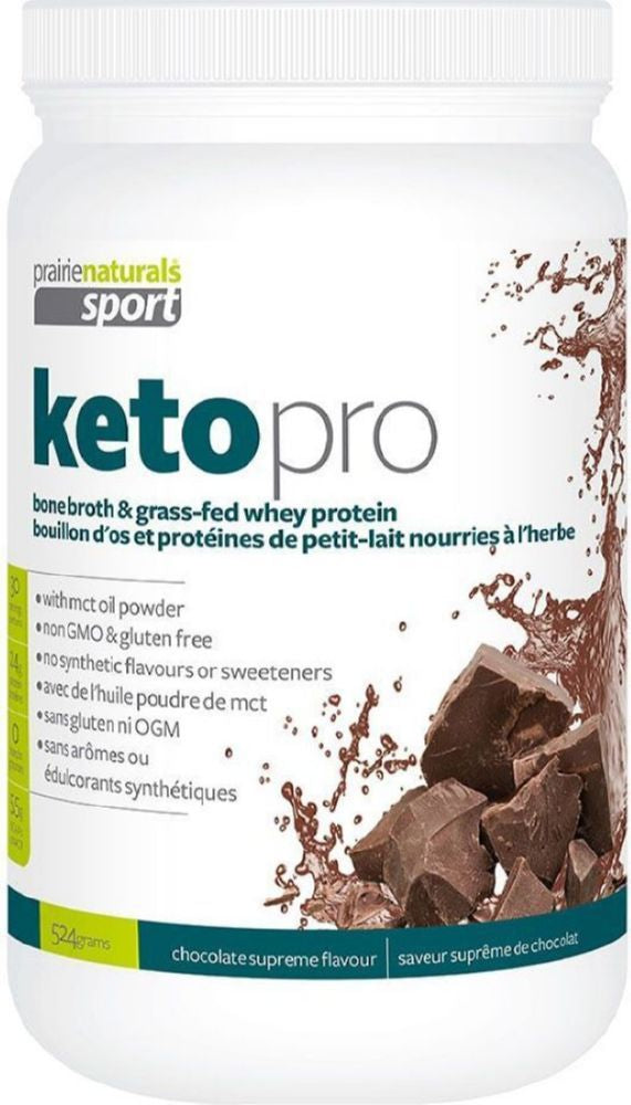 Prairie Naturals Sport KetoPro Bone Broth Protein, Chocolate, 524 g