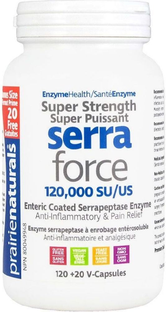 Prairie Naturals Super Strength SerraForce 120,000 SU, 140 Capsules (Bonus Pack)