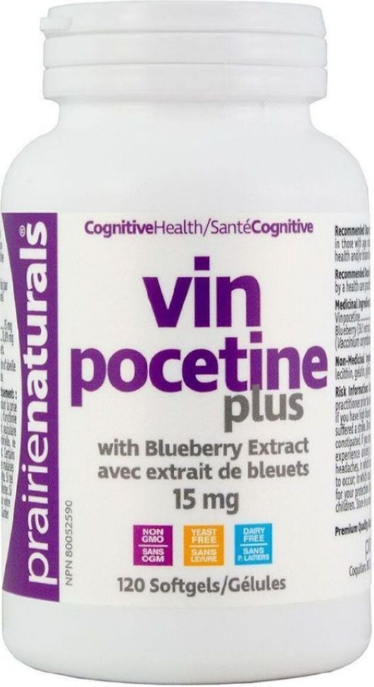 Prairie Naturals Vinpocetine Plus 15 mg, 120 Softgels