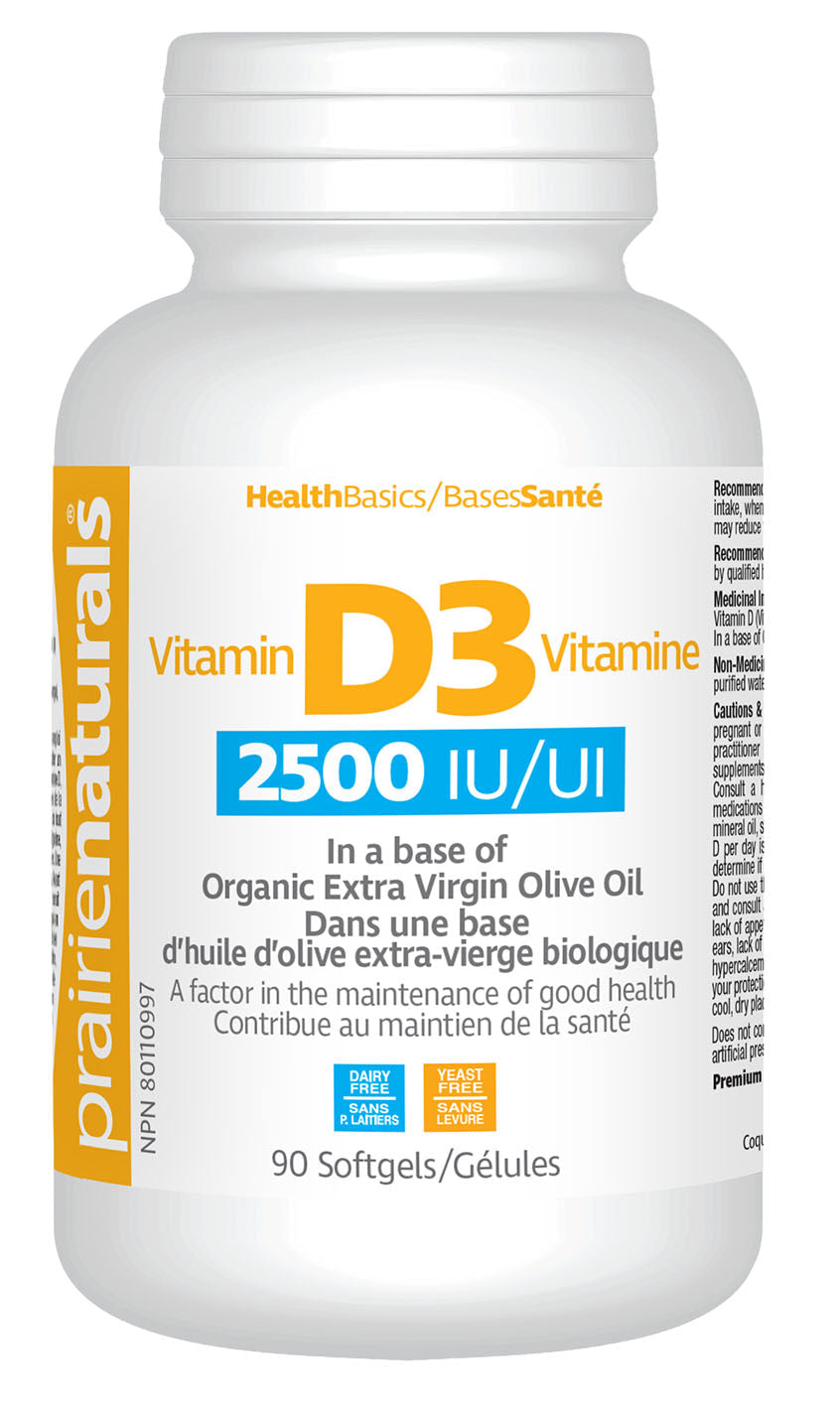 Prairie Naturals Vitamin D3 2500 IU, 90 Softgels