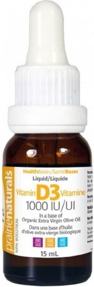 Prairie Naturals Vitamin D3 Drops 1000 IU, 15 mL