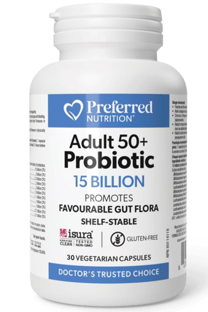 Preferred Nutrition Adult 50+ Probiotic 15 Billion CFU, 30 Vegetarian Capsules