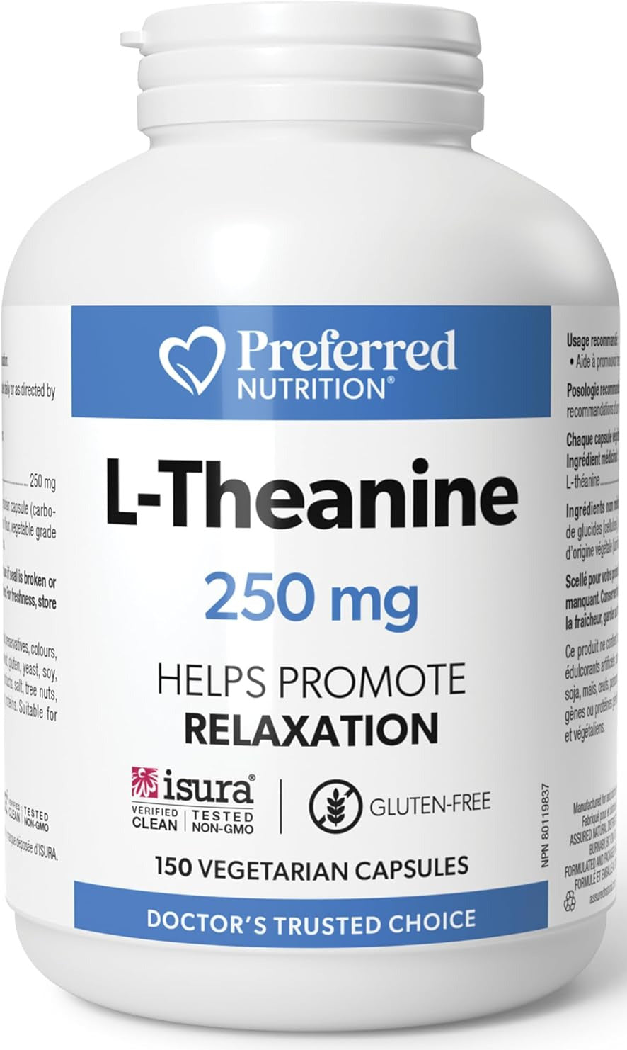 Preferred Nutrition L-Theanine, 250 mg, 150 Vegetarian Capsules