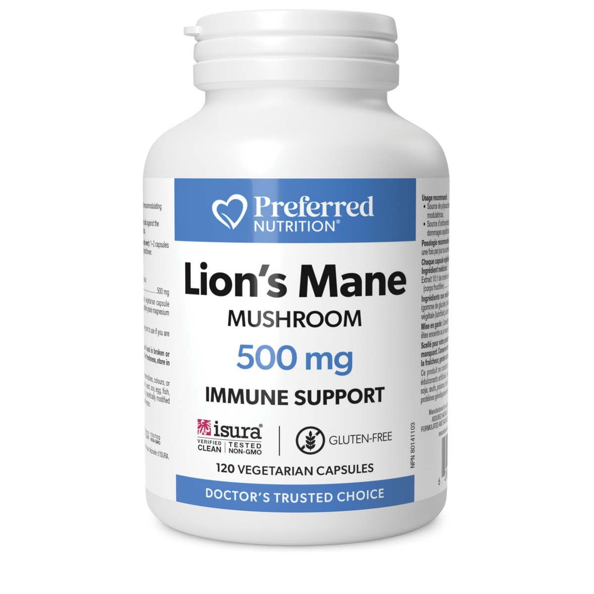 Preferred Nutrition Lion's Mane 500 mg 120 Vegetarian Capsules