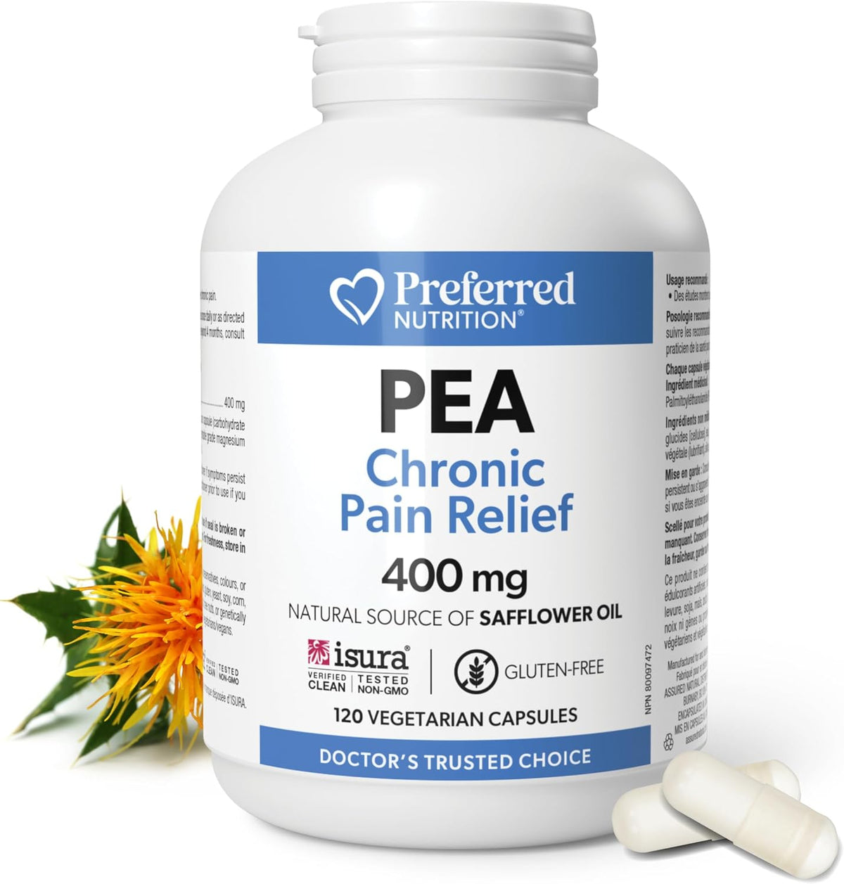 Preferred Nutrition PEA 400 mg 120 Vegetarian Capsules