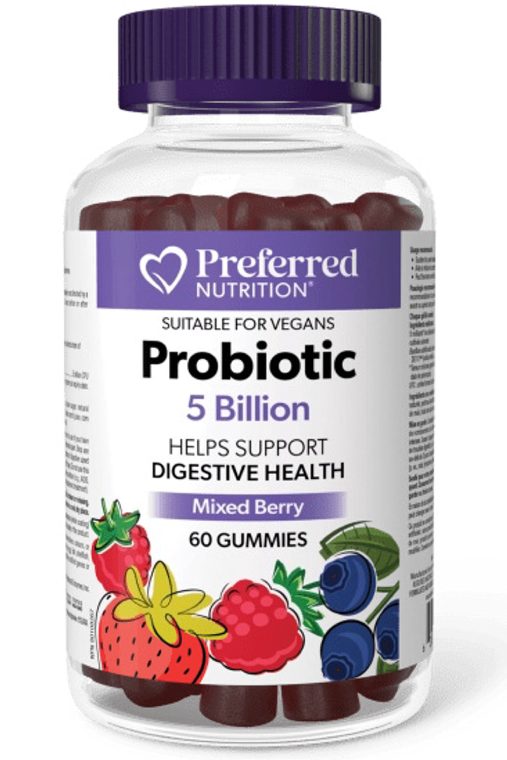 Preferred Nutrition Probiotic 5 Billion, Mixed Berry, 60 Gummies