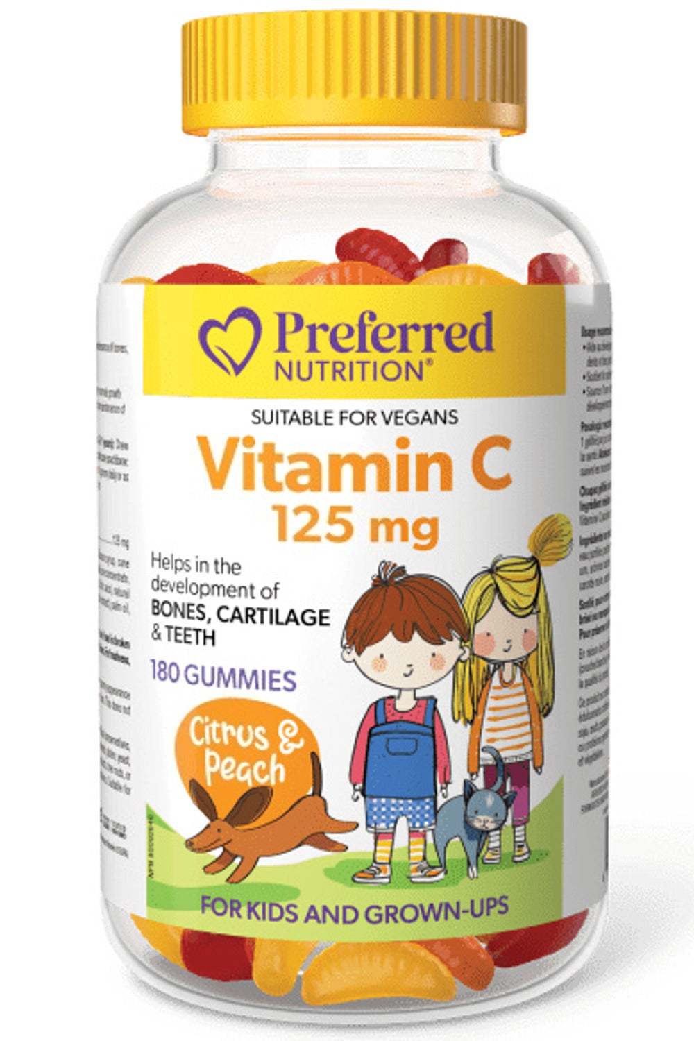 Preferred Nutrition Vitamin C Gummies For Kids, 125 mg, Citrus & Peach, 180 Gummies