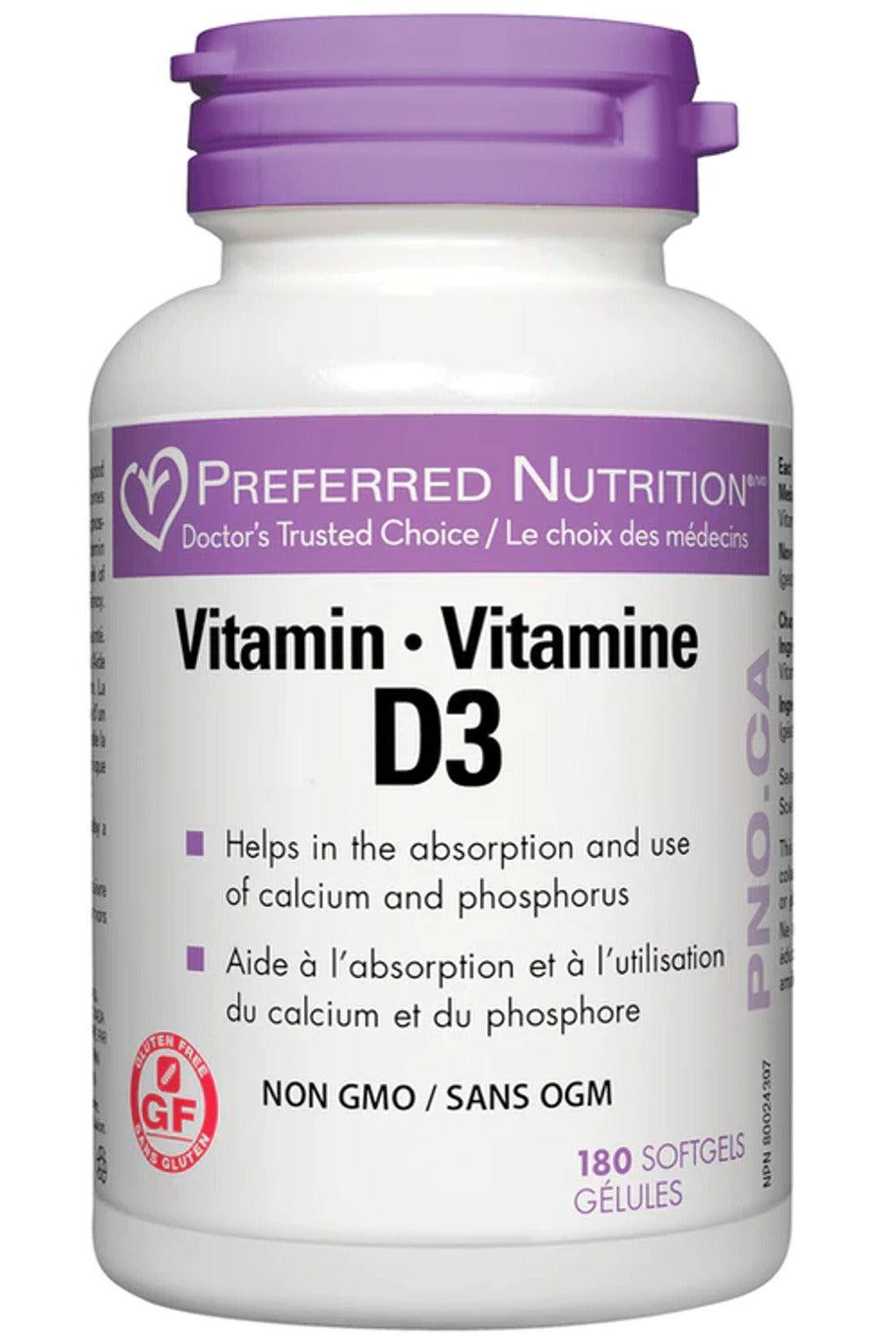Preferred Nutrition Vitamin D3 1000 IU, 180 Softgels