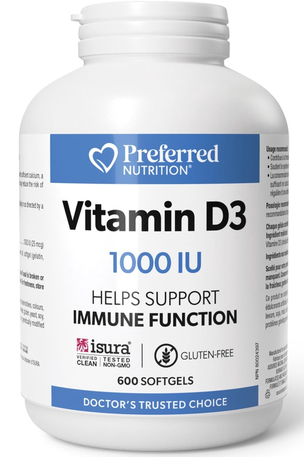Preferred Nutrition Vitamin D3, 1000 IU, 600 Softgels