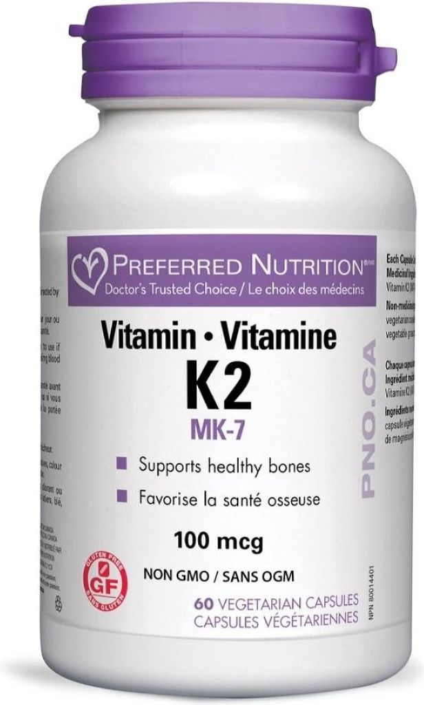 Preferred Nutrition Vitamin K2 MK-7 100 mcg, 60 Vegetarian Capsules