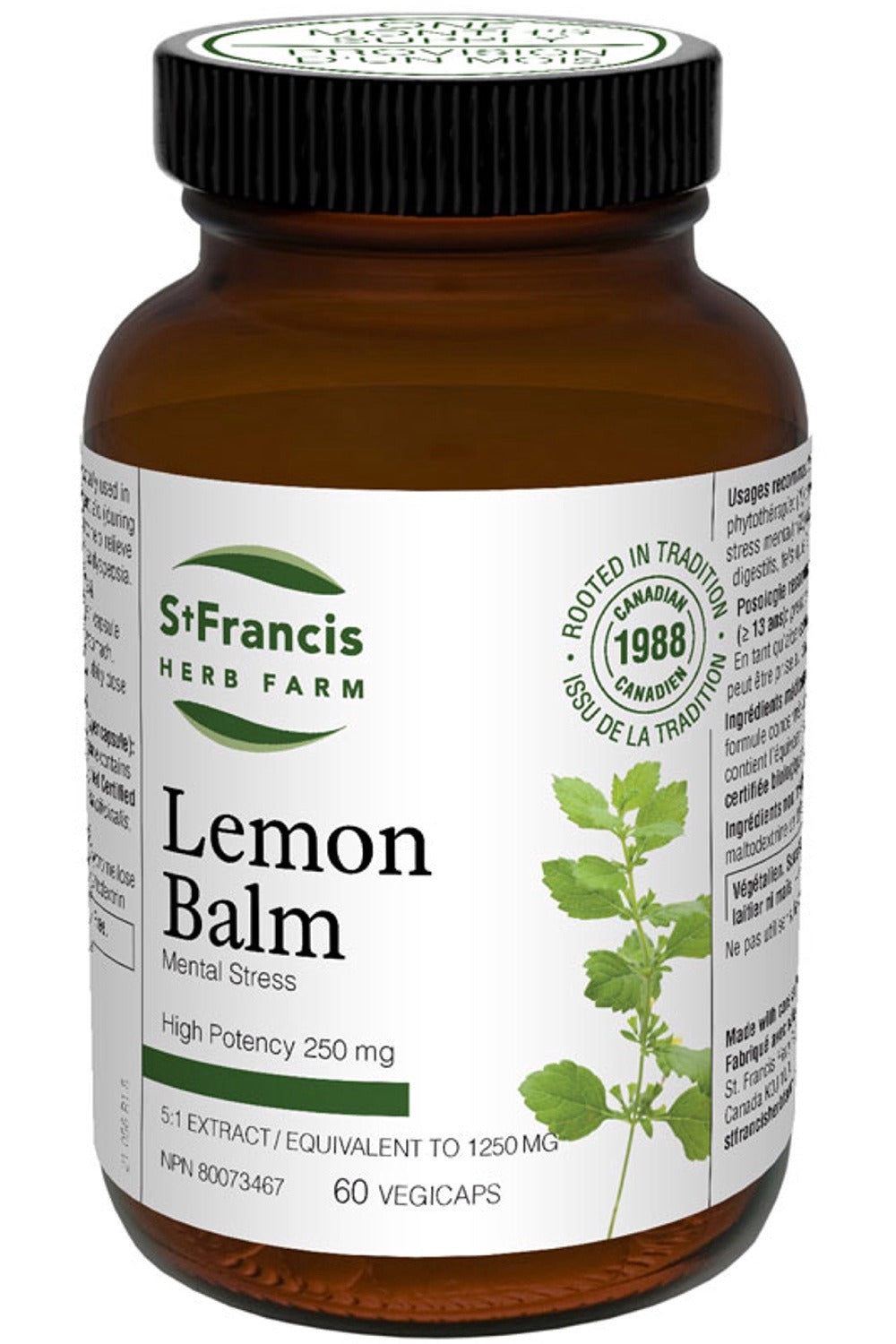St Francis Herb Farm Lemon Balm 250 mg 60 Vegetable Capsules
