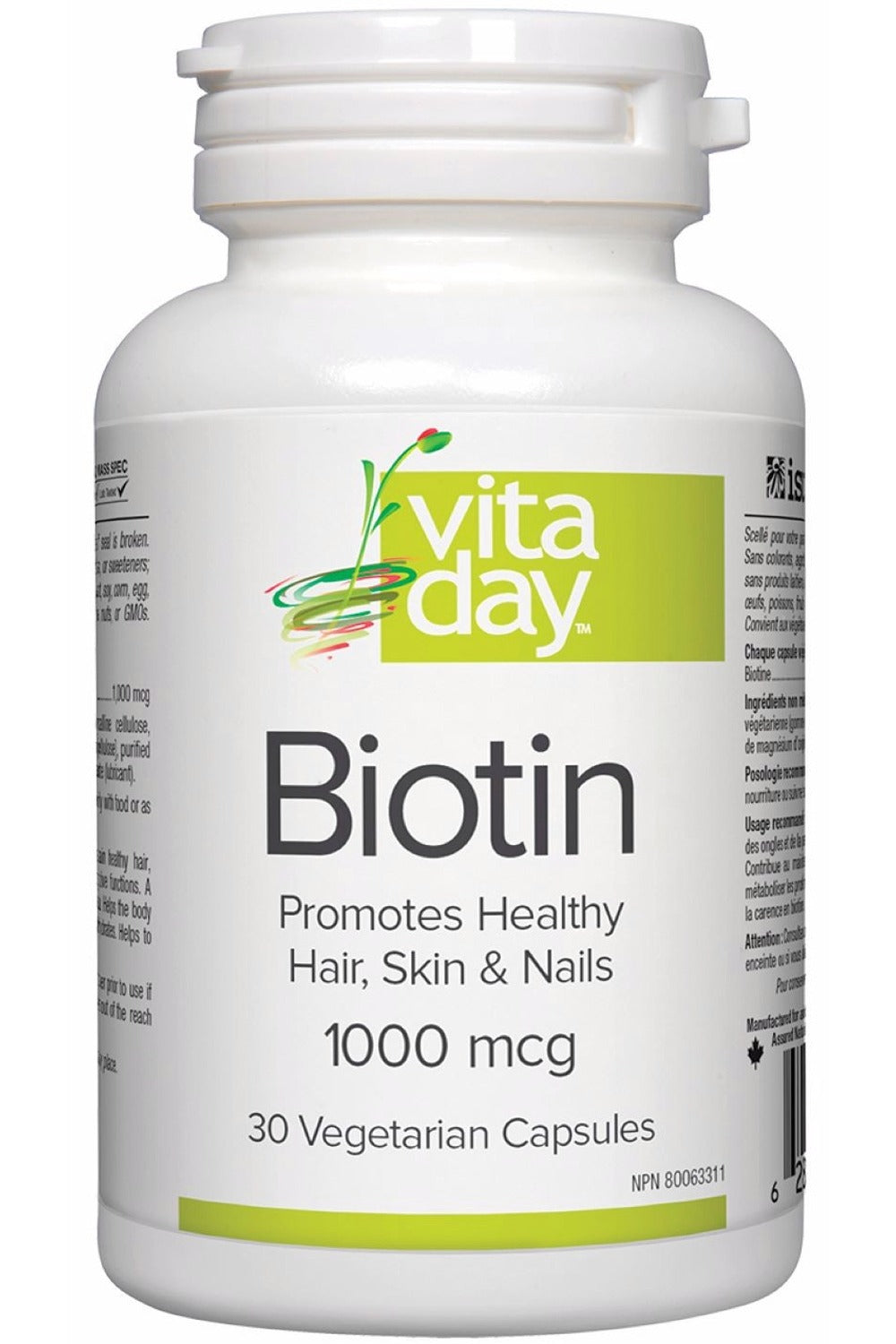 VitaDay Biotin, 1000 mcg, 30 Vegetarian Capsules