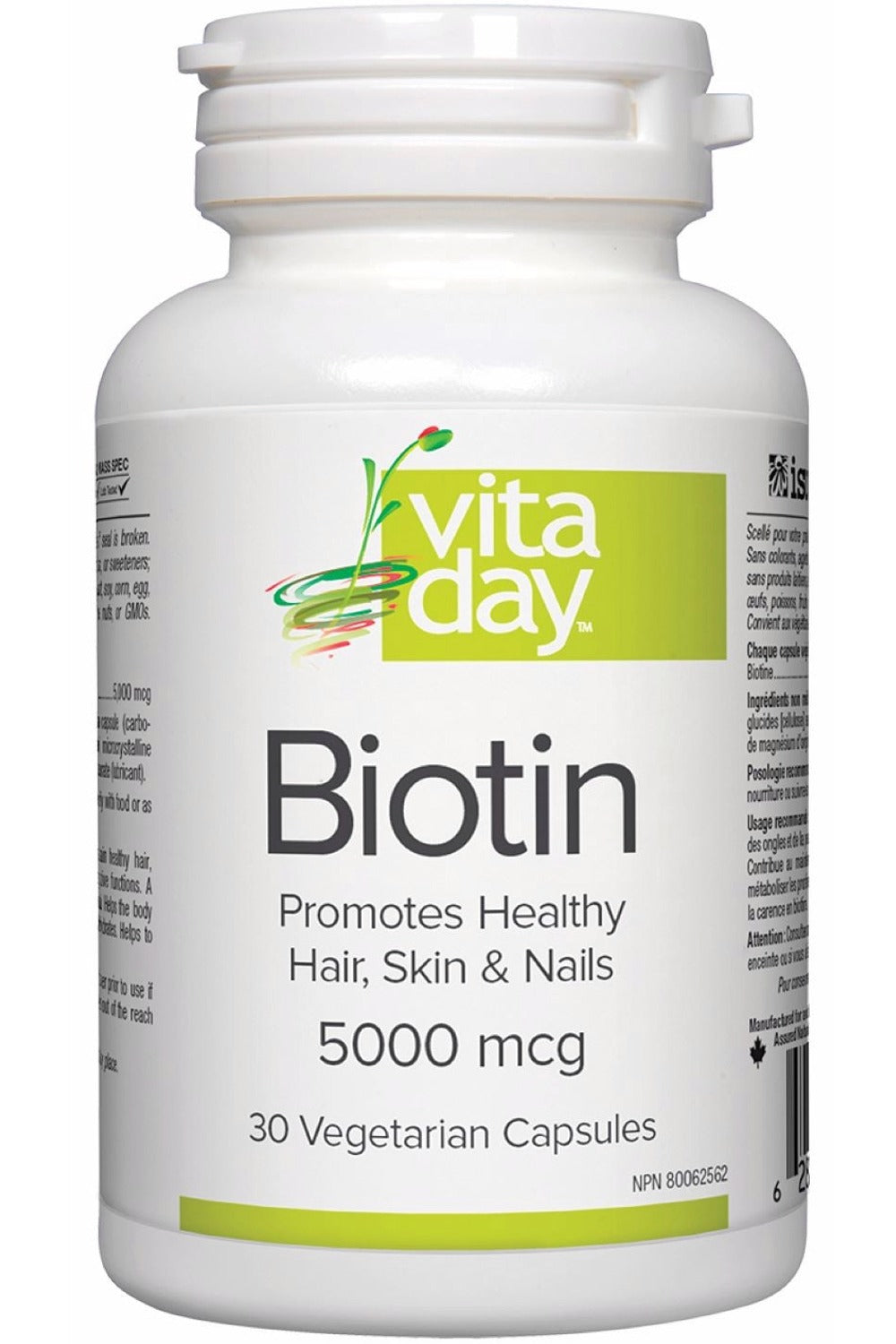 VitaDay Biotin 5000 mcg, 30 Vegetarian Capsules