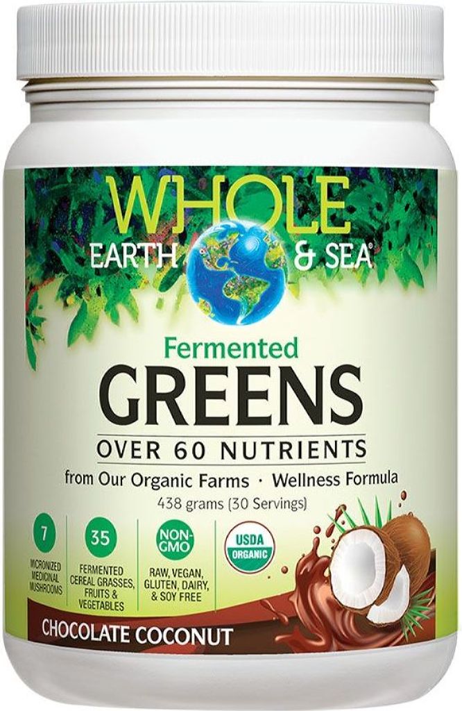 WHOLE EARTH & SEA Fermented Organic Greens Chocolate, 438 gr