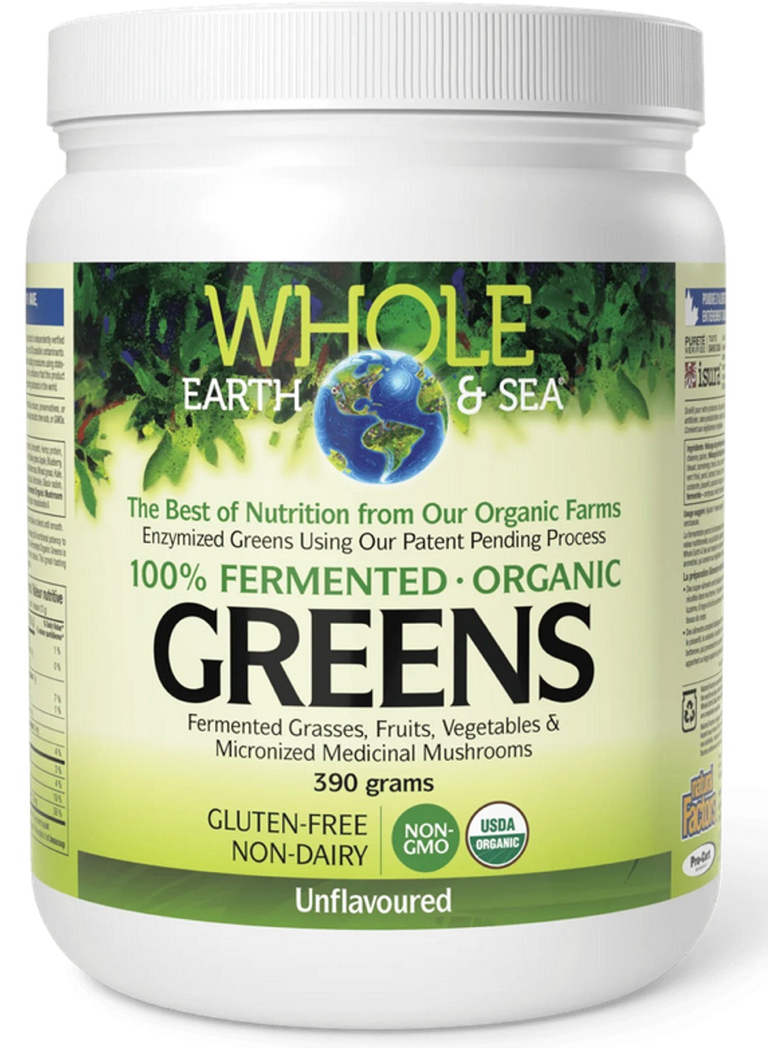 WHOLE EARTH & SEA Fermented Organic Greens Unflavoured, 390 g