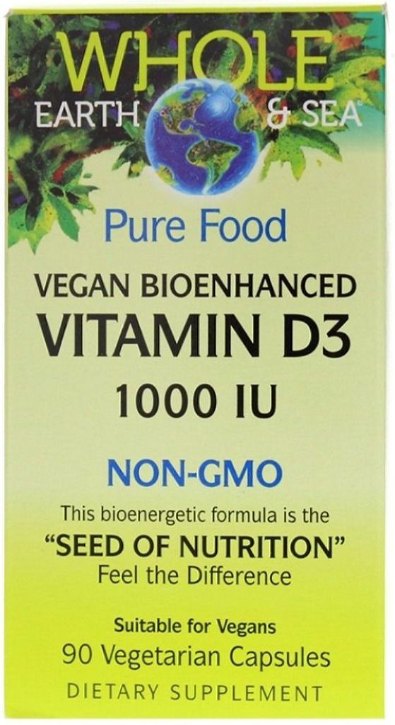 WHOLE EARTH & SEA Vegan Bioenhanced Vitamin D3 1000 IU, 90 Vegetarian Capsules