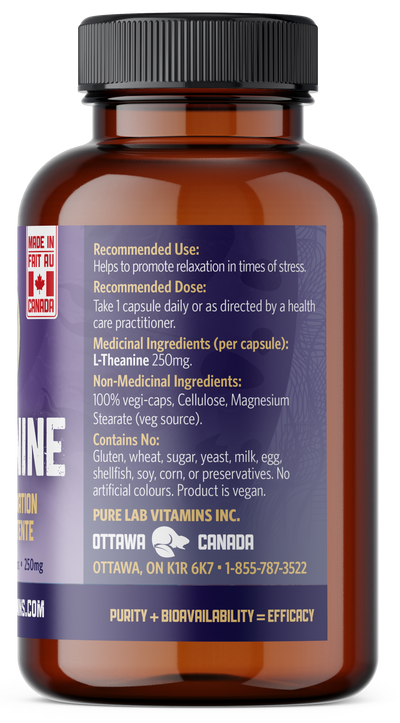 Brown supplement bottle with a blue label on a white background