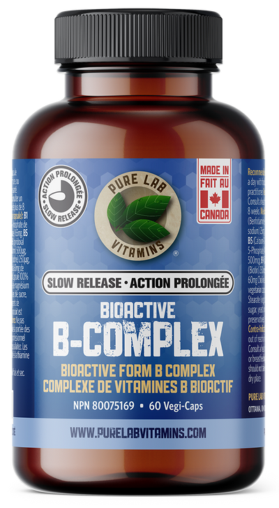 Brown supplement bottle labeled 'Bioactive B-Complex' on a white background