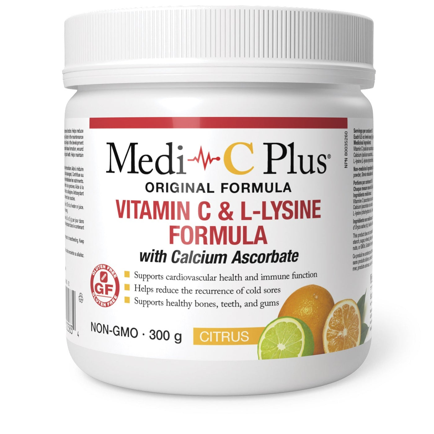 Medi-C Plus Vitamin C & L-Lysine with Calcium Ascorbate (Citrus - 300 g)