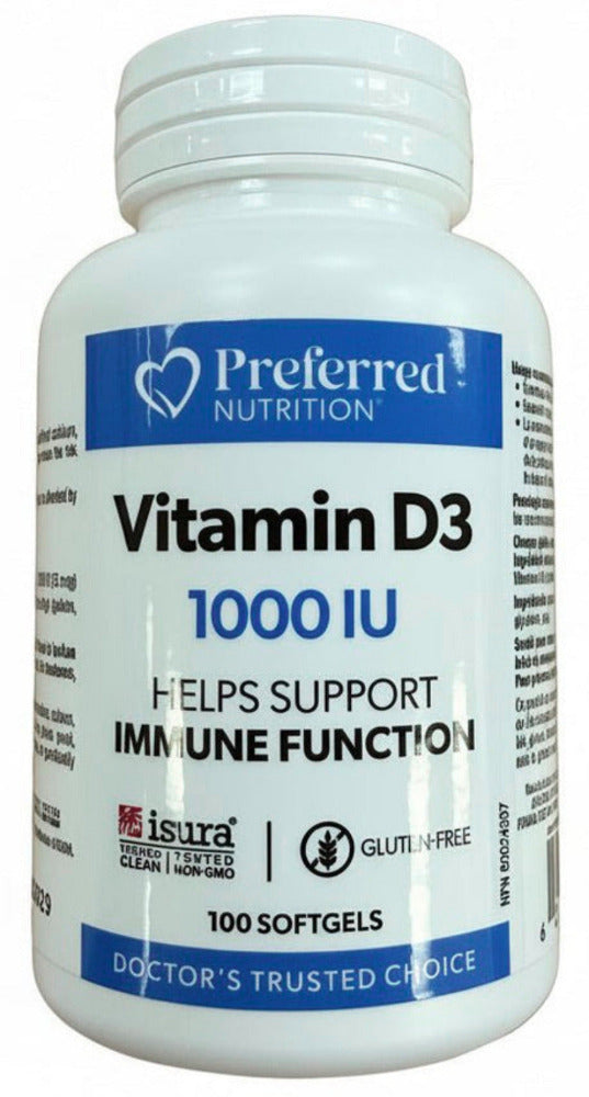 PREFERRED NUTRITION Vitamin D3 100 SOFTGELS ( LIMITED TIME WITH PURCHASE) ADD PRODUCT 0700 TO YOUR ORDER