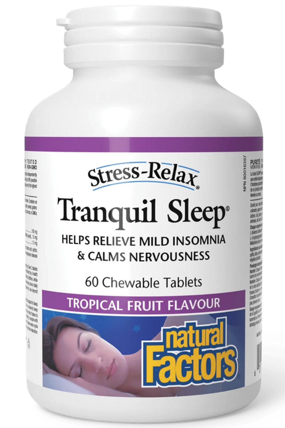 NATURAL FACTORS STRESS RELAX Tranquil Sleep (Tropical Fruit - 60 Chewables)