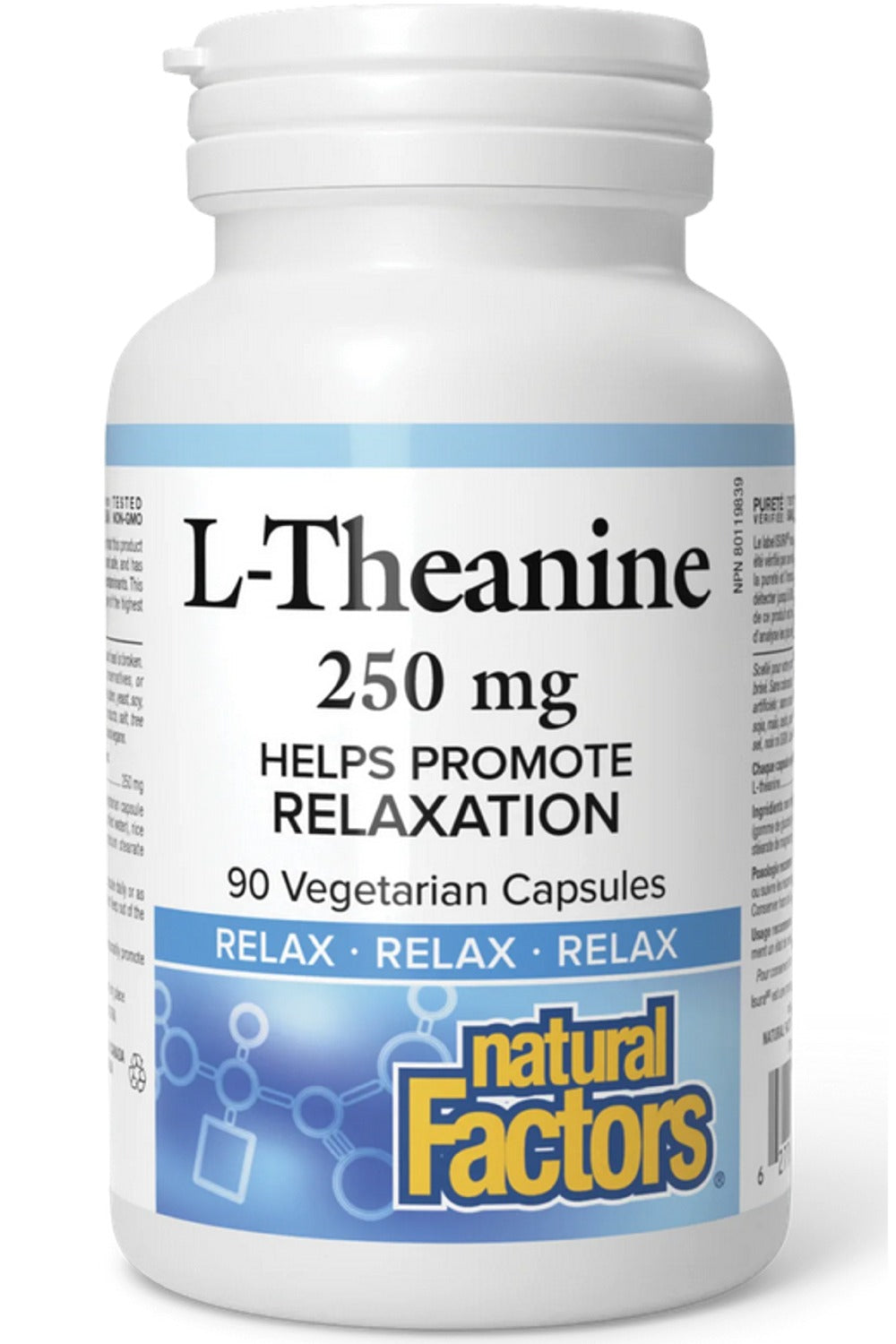 NATURAL FACTORS STRESS RELAX Theanine (250 mg - 90 v-caps)