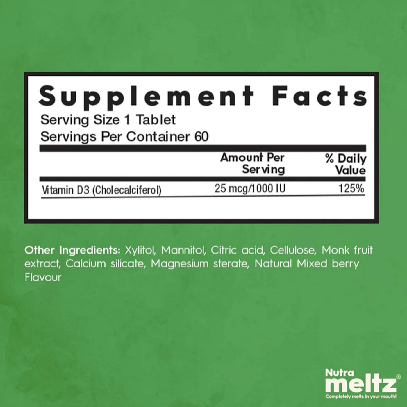 NUTRAMELTZ VITAMIN D3 1000 IU  (60 Melts)