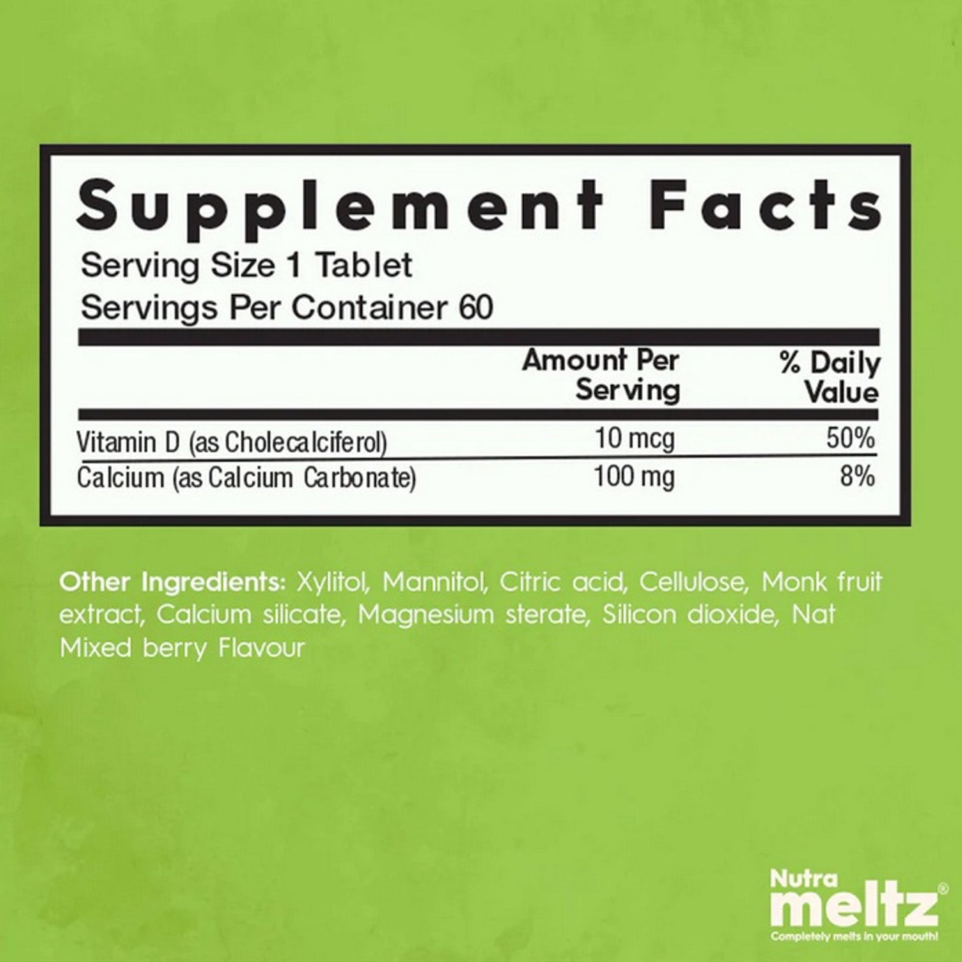 NUTRAMELTZ Calcium + D3 (60 Melts)